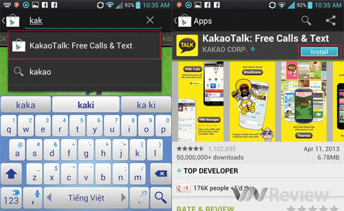 Ứng dụng KakaoTalk trên Android